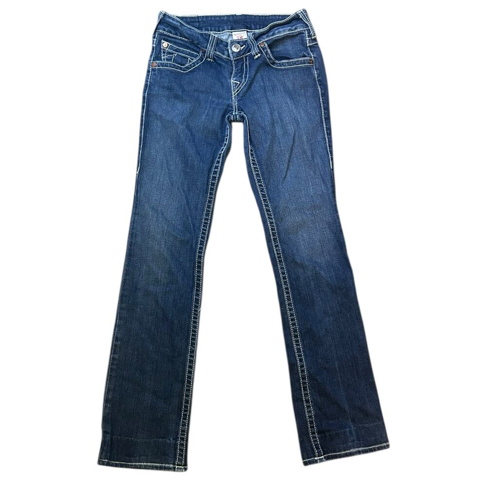 True Religion Women’s Dark Wash Straight Leg Jeans Size 28  Inseam 31”